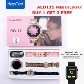 Haino Teko Germany RW-16 High-Quality Bluetooth Calling HD Ladies Smartwatch With FREE T500 Smartwatch + Analog Watch