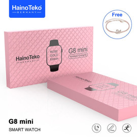Haino Teko Germany G8 Mini Rose Gold Edition Smart Watch 45mm, Bluetooth Call, Wireless Charging, One Extra Strap 