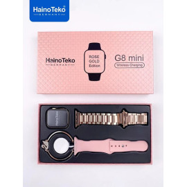 Haino Teko Germany G8 Mini Rose Gold Edition Smart Watch 45mm, Bluetooth Call, Wireless Charging, One Extra Strap 