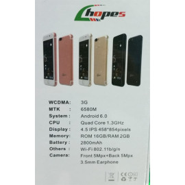 HOPES A1 SMARTPHONE(Android 6.0,4.5 Inch, 3G+WiFi,16GB+2GB)