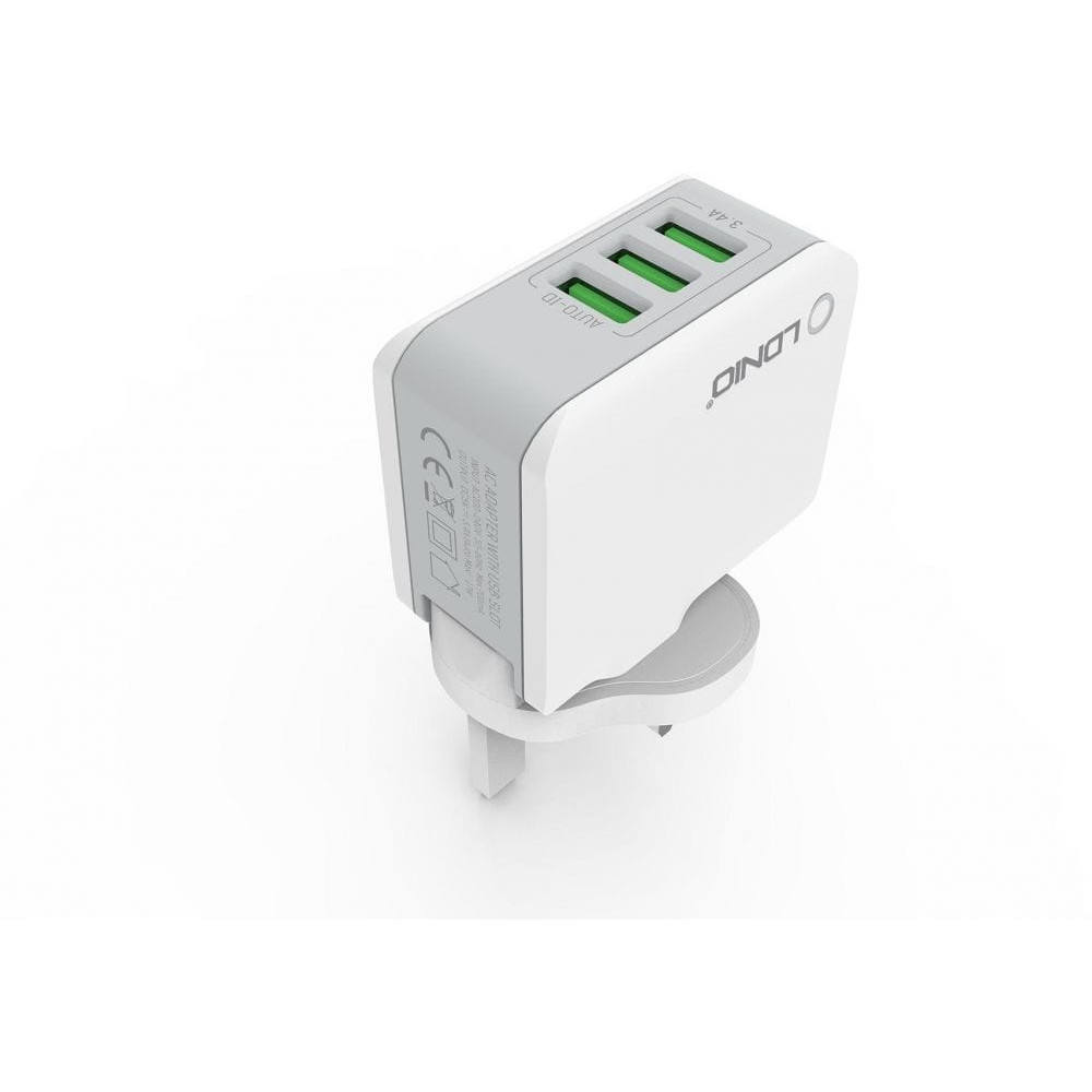 LDNIO A3303 3 USB 5V / 3.4A Quick Charge Universal USB Charger for iPhone 5/6/7 (White)