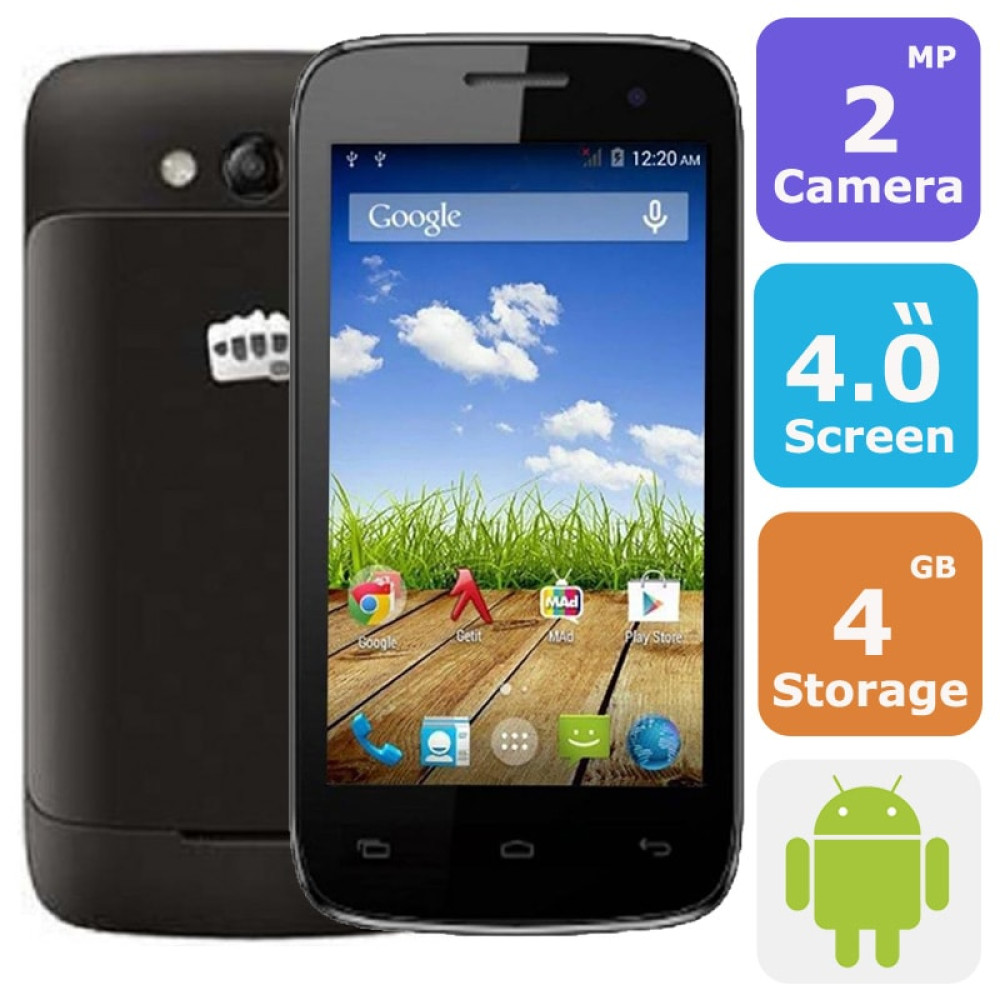 Micromax Bolt A065 Dual Sim Smartphone(Android OS,4.0 Inch, WiFi,4GB) With FREE POWERBANK 2600mAH