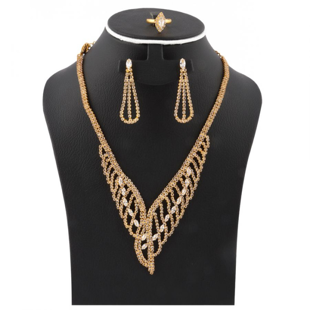 Milano 18K Gold Plated Ring, Earing & Necklace Set, M26