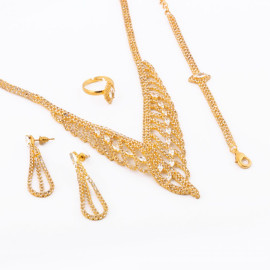 Milano 18K Gold Plated Ring, Earing & Necklace Set, M26
