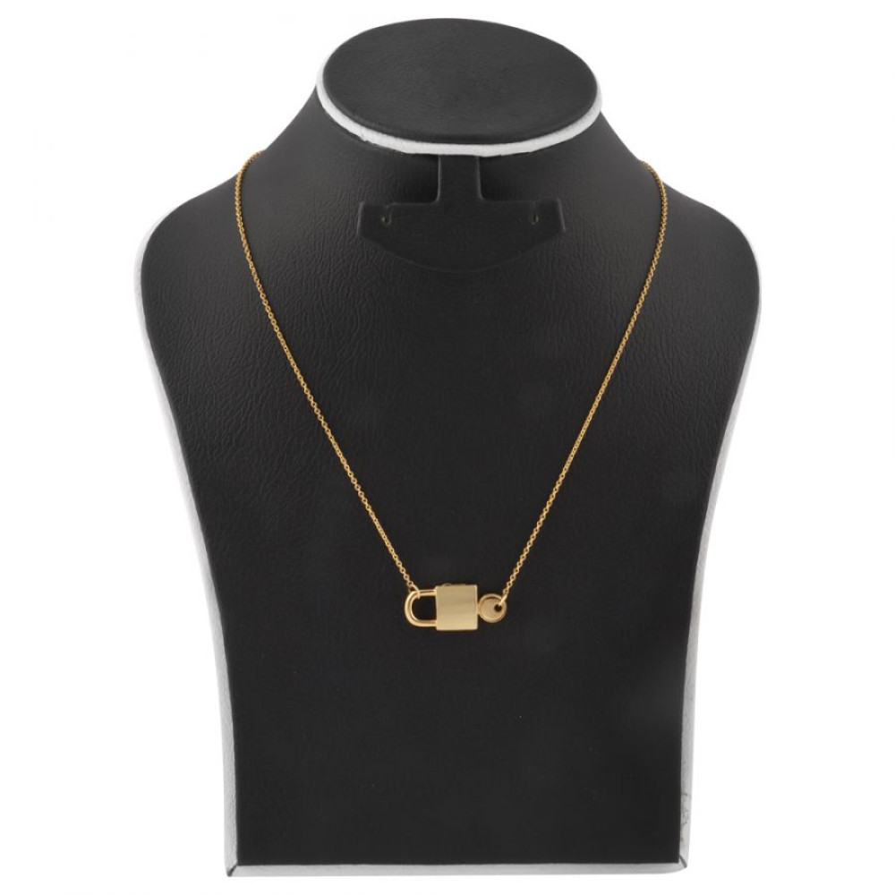 Milano 18K Gold Plated Lock Design Necklace, M44 - Silver + Band watch