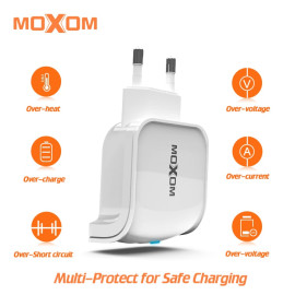 Moxom EU Plug Dual USB Charger For iPhone iPad 5V 2.4A USB Wall Charger Dual Ports Charger Adapter For Samsung Mobile Phone Charger