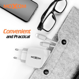 Moxom EU Plug Dual USB Charger For iPhone iPad 5V 2.4A USB Wall Charger Dual Ports Charger Adapter For Samsung Mobile Phone Charger