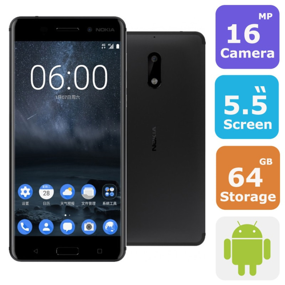 Nokia 6 Dual Sim Fingerprint Smartphone(Android 7.0,5.5 Inch, 4G+WiFi,64GB+4GB)