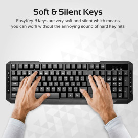 Promate EasyKey-3 Sleek Ergonomic Multimedia Wired Keyboard & Mouse
