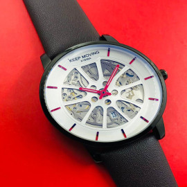 Keep Moving Men's Leather Mechanical Watch - K1636A