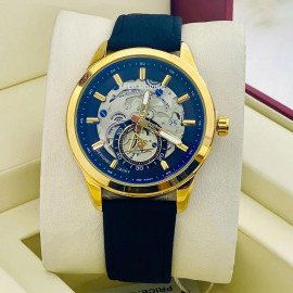 Keep Moving Men's Leather Mechanical Watch