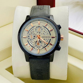 Keep Moving Men's Leather Mechanical Watch