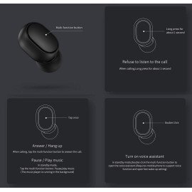 Xiaomi Redmi Airdots Black Bluetooth Earphones Youth Mi True Wireless Headphones Bluetooth 5.0 TWS Air Dots Headset, Earbuds